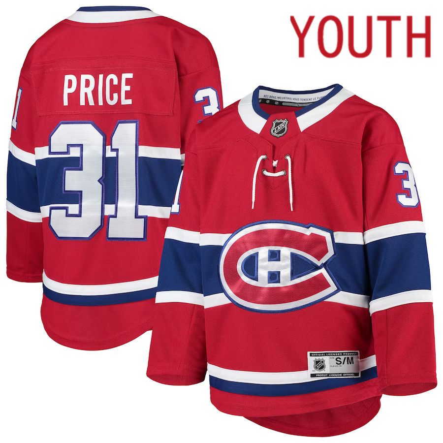 Youth Montreal Canadiens 31 Carey Price Red Premier Player NHL Jersey